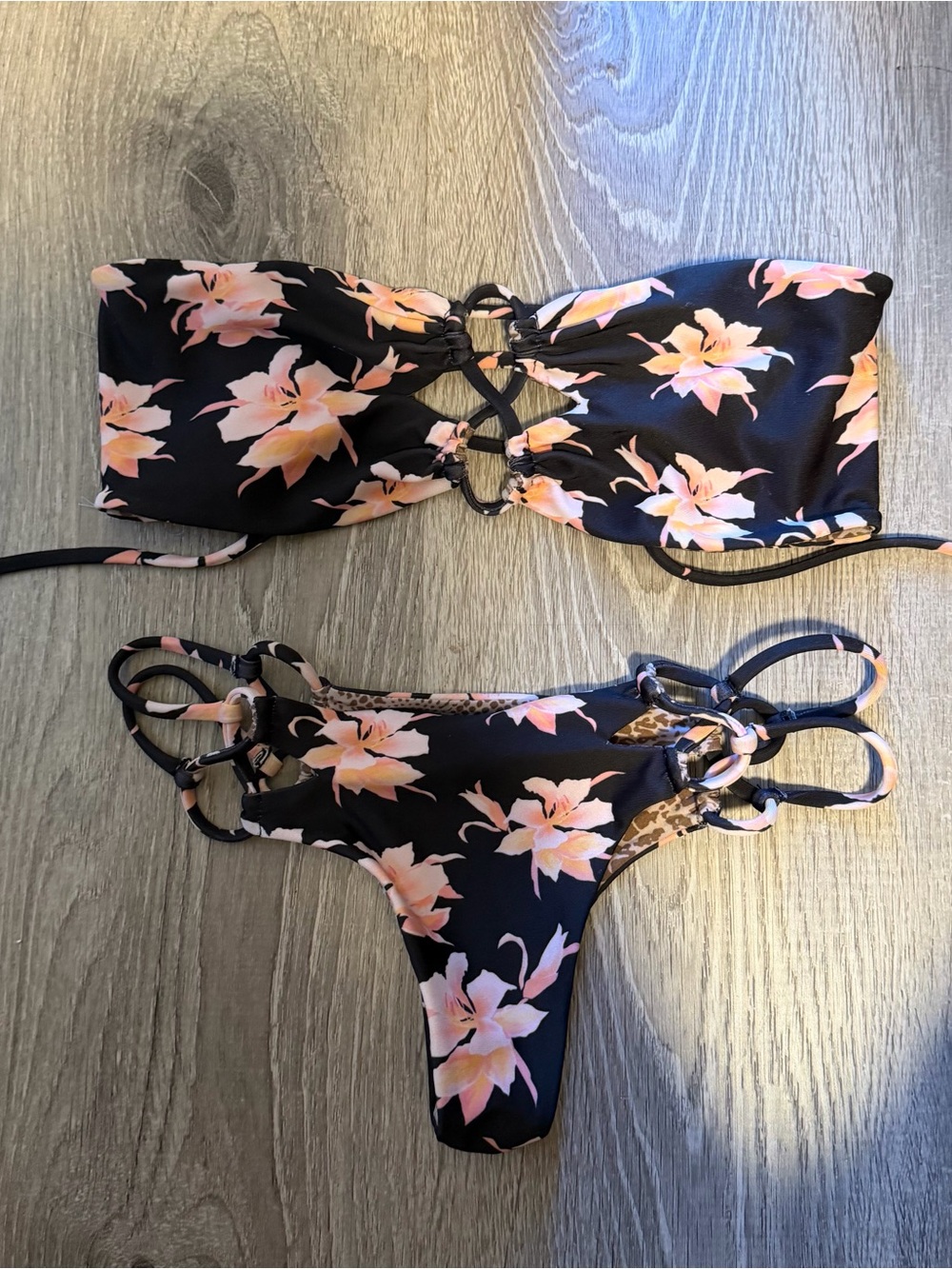 acacia swimwear set in  Black Vintage Aloha